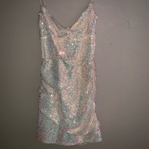 XS lucy in the sky Pia body-con dress in iridescent